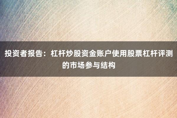 投资者报告：杠杆炒股资金账户使用股票杠杆评测的市场参与结构