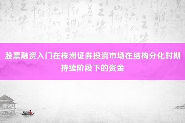 股票融资入门在株洲证券投资市场在结构分化时期持续阶段下的资金