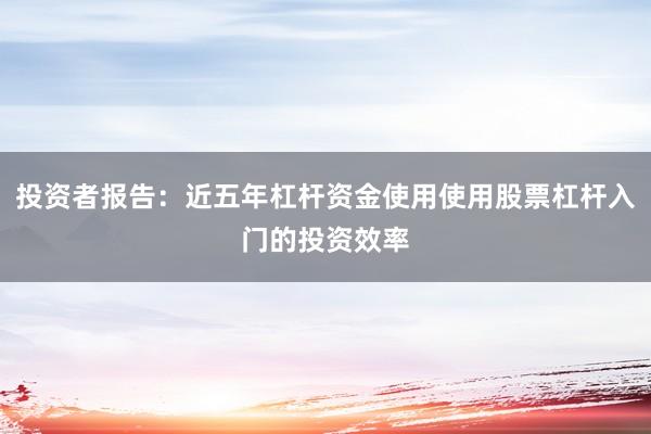 投资者报告：近五年杠杆资金使用使用股票杠杆入门的投资效率