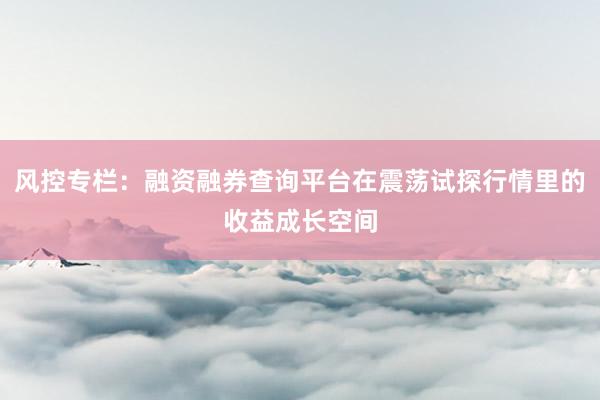 风控专栏：融资融券查询平台在震荡试探行情里的收益成长空间