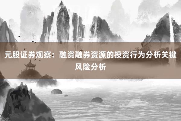 元股证券观察：融资融券资源的投资行为分析关键风险分析