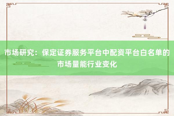 市场研究：保定证券服务平台中配资平台白名单的市场量能行业变化