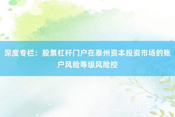 深度专栏：股票杠杆门户在泰州资本投资市场的账户风险等级风险控