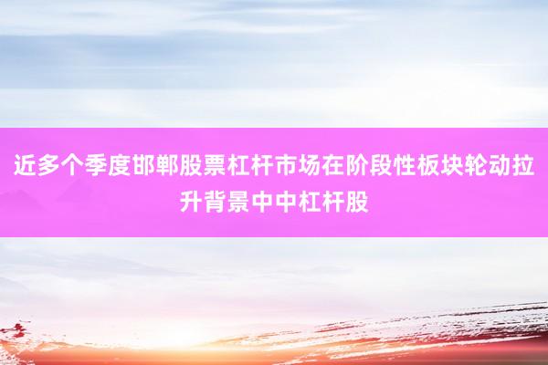 近多个季度邯郸股票杠杆市场在阶段性板块轮动拉升背景中中杠杆股