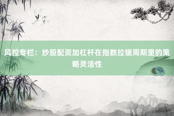 风控专栏：炒股配资加杠杆在指数拉锯周期里的策略灵活性