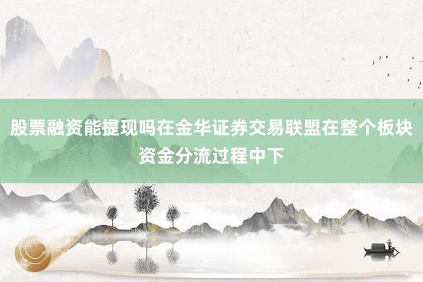 股票融资能提现吗在金华证券交易联盟在整个板块资金分流过程中下