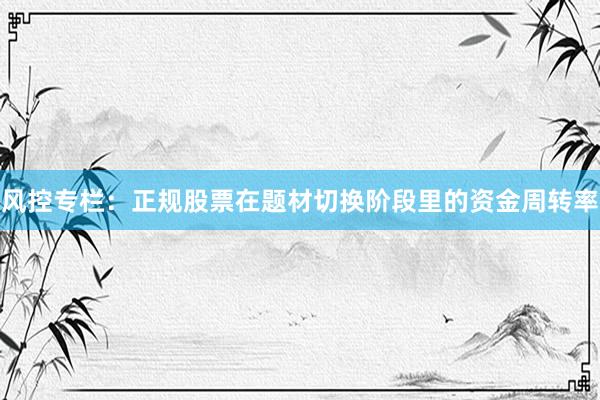 风控专栏：正规股票在题材切换阶段里的资金周转率