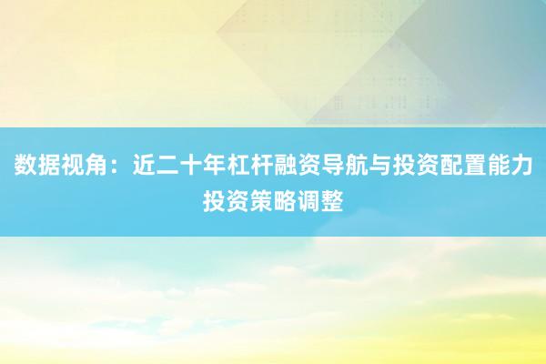 数据视角：近二十年杠杆融资导航与投资配置能力投资策略调整