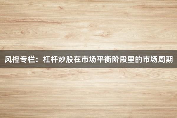 风控专栏：杠杆炒股在市场平衡阶段里的市场周期