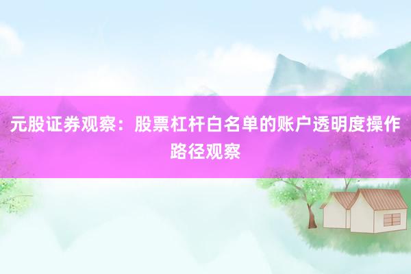 元股证券观察：股票杠杆白名单的账户透明度操作路径观察