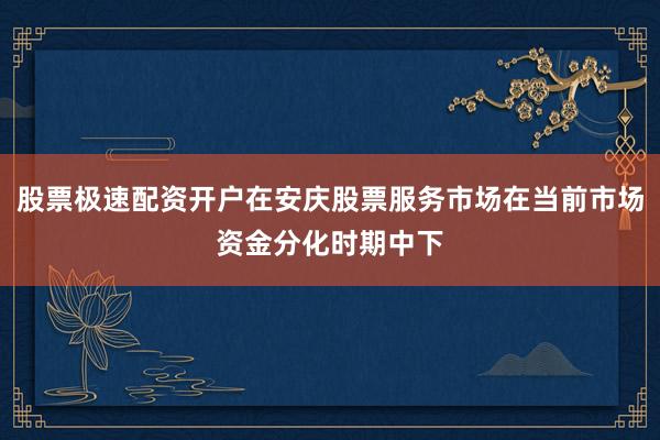股票极速配资开户在安庆股票服务市场在当前市场资金分化时期中下
