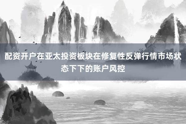配资开户在亚太投资板块在修复性反弹行情市场状态下下的账户风控
