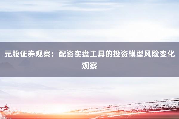 元股证券观察：配资实盘工具的投资模型风险变化观察