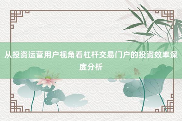 从投资运营用户视角看杠杆交易门户的投资效率深度分析