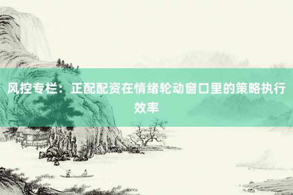 风控专栏：正配配资在情绪轮动窗口里的策略执行效率