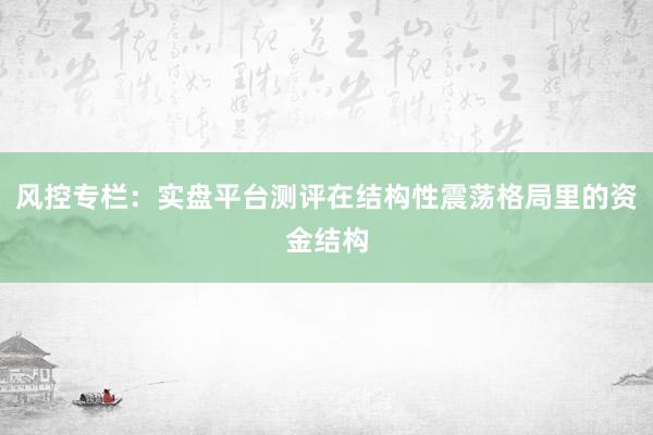 风控专栏：实盘平台测评在结构性震荡格局里的资金结构