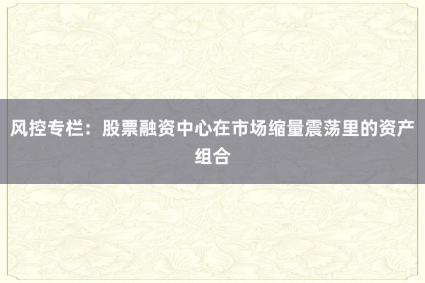 风控专栏:股票融资中心在市场缩量震荡里的资产组合