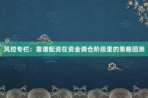 风控专栏：靠谱配资在资金调仓阶段里的策略回测