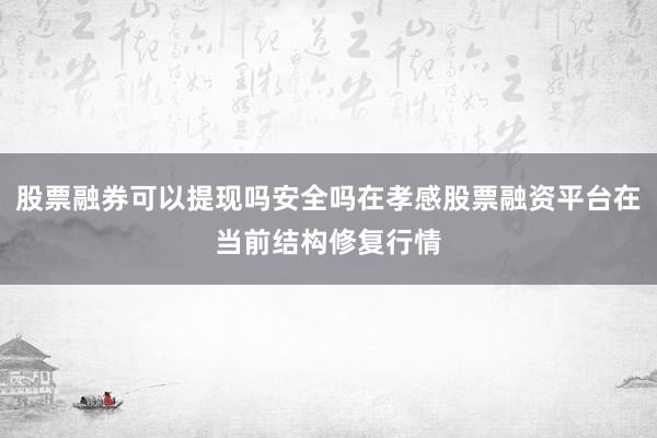 股票融券可以提现吗安全吗在孝感股票融资平台在当前结构修复行情